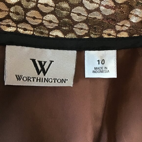 Worthington Bronze and Champagne Sequin Textured Skirt Sz 10 - Picture 8 of 8